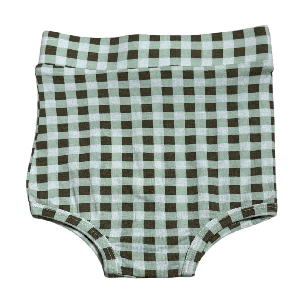 NEW Kate Quinn Green Grey Checkered Bloomer Bottoms Comfort Capsule Dainty 6-12m
